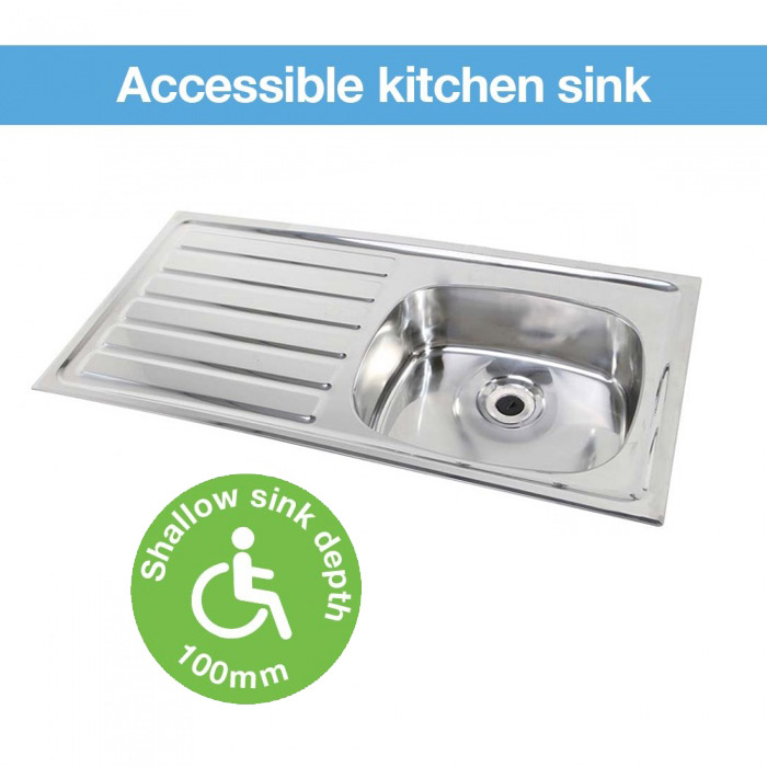 Hart XL Accessible Kitchen Sink -100mm Depth Kitchen Sink (LH)